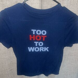 Urban Outfitters Navy Crop Top with Red  Print